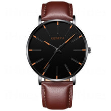 Load image into Gallery viewer, Men's Fashion Ultra Thin Watches Simple Men Business Stainless Steel Mesh Belt Quartz Watch Leather Strap Gift for Boyfriend