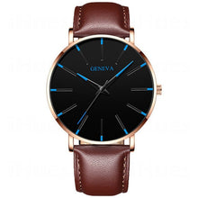 Load image into Gallery viewer, Men's Fashion Ultra Thin Watches Simple Men Business Stainless Steel Mesh Belt Quartz Watch Leather Strap Gift for Boyfriend