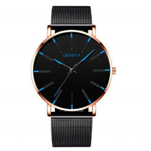 Load image into Gallery viewer, Men's Fashion Ultra Thin Watches Simple Men Business Stainless Steel Mesh Belt Quartz Watch Leather Strap Gift for Boyfriend