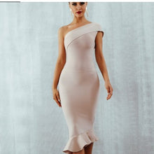 Load image into Gallery viewer, RICORIT Women Sexy Bodycon Dress Pure V Neck Off Shoulder Lantern Sleeve Dress Party Night Elegant Midi Dress Mujer Black Dress