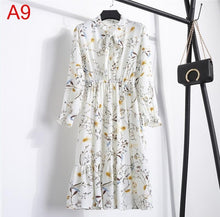 Load image into Gallery viewer, Plus Size 2020 Women Autumn Dresses Bohemian Long Sleeve Chiffon Shirt Dress White Bow Floral Boho Club Party Dress Winter 3XL
