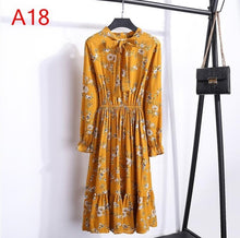Load image into Gallery viewer, Plus Size 2020 Women Autumn Dresses Bohemian Long Sleeve Chiffon Shirt Dress White Bow Floral Boho Club Party Dress Winter 3XL