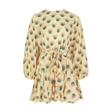 Load image into Gallery viewer, TWOTWINSTYLE Hit Color Print Women's Dress O Neck Lantern Sleeve Lace Up High Waist Dresses Female New Clothing 2020 Summer