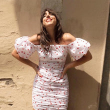 Load image into Gallery viewer, RICORIT Women Sexy Bodycon Dress Pure V Neck Off Shoulder Lantern Sleeve Dress Party Night Elegant Midi Dress Mujer Black Dress