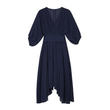 Load image into Gallery viewer, TWOTWINSTYLE Elegant Dresses For Women V Neck Lantern Sleeve High Waist Lace Up Ruched Dress Female 2020 Summer Fashion New