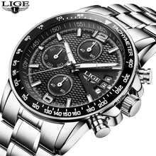 Load image into Gallery viewer, LIGE Luxury Brand Watches Men Six pin Full Stainless steel Military Sport Quartz Watch Man Fashion Casual Business Wristwatches
