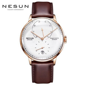 NEW Nesun Mens watches Brand Luxury Automatic Mechanical Watch Leather sapphire Waterproof Relogio Masculi Energy Display N9603