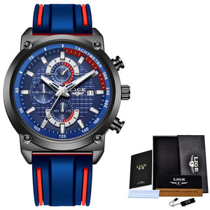 LIGE New Creative Design Blue Watches Men Luxury Quartz Wristwatch Stainless Steel Chronograph Sport Men Watch Relogio Masculino