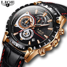 Load image into Gallery viewer, 2020 LIGE Watch Men Fashion Quartz Army Military Mens Watches Top Brand Luxury Leather Waterproof Sports Watch Relogio Masculino
