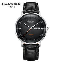 Load image into Gallery viewer, MIYOTA Movement Mechanical Watches Top Brand CARNIVAL Fashion Automatic Watch Men Calendar Week Waterproof Leather Band Sapphire
