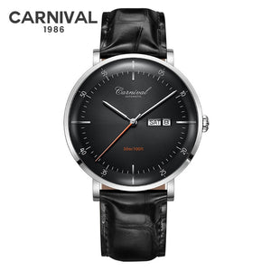 MIYOTA Movement Mechanical Watches Top Brand CARNIVAL Fashion Automatic Watch Men Calendar Week Waterproof Leather Band Sapphire