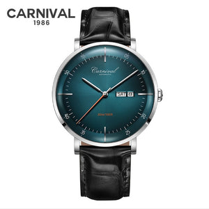 MIYOTA Movement Mechanical Watches Top Brand CARNIVAL Fashion Automatic Watch Men Calendar Week Waterproof Leather Band Sapphire