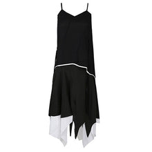 Load image into Gallery viewer, [EAM] 2020 New Spring Summer Spaghetti Strap Lack Line Split Jont Irregular Hem Vent Cut Style Dress Women Fashion Tide JU439
