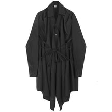 Load image into Gallery viewer, [EAM] Women Black Asymmetrical Long Blouse New Lapel Long Sleeve Loose Fit Shirt Fashion Tide Spring Autumn 2020 19A-a536
