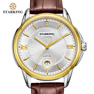 STARKING Watch 5bar Men Automatic Mechanical Watch Blue Leather Wristwatches Male Business Watch Relogio Automatico Masculino