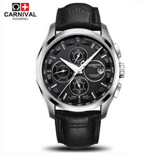 Load image into Gallery viewer, Automatic mechanical switzerland brand men wristwatches fashion luxury leather strap watch waterproof 100M clock relogio reloj
