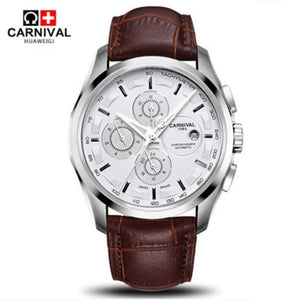 Automatic mechanical switzerland brand men wristwatches fashion luxury leather strap watch waterproof 100M clock relogio reloj