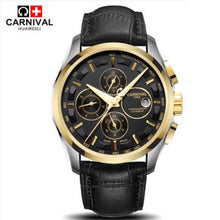 Load image into Gallery viewer, Automatic mechanical switzerland brand men wristwatches fashion luxury leather strap watch waterproof 100M clock relogio reloj
