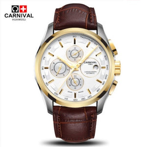 Automatic mechanical switzerland brand men wristwatches fashion luxury leather strap watch waterproof 100M clock relogio reloj