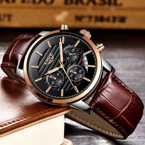 2020 LIGE Mens Watches Top Brand Luxury Business Quartz Wristwatch Men Casual Leather Waterproof Soprts Watch Relogio Masculino