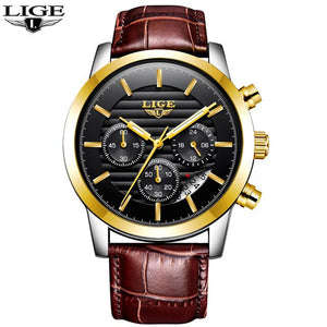 2020 LIGE Mens Watches Top Brand Luxury Business Quartz Wristwatch Men Casual Leather Waterproof Soprts Watch Relogio Masculino