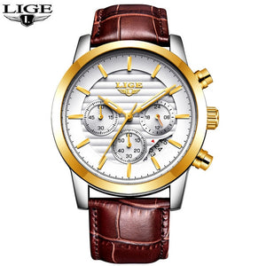 2020 LIGE Mens Watches Top Brand Luxury Business Quartz Wristwatch Men Casual Leather Waterproof Soprts Watch Relogio Masculino