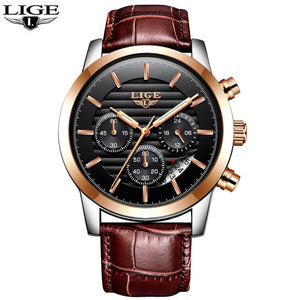 2020 LIGE Mens Watches Top Brand Luxury Business Quartz Wristwatch Men Casual Leather Waterproof Soprts Watch Relogio Masculino