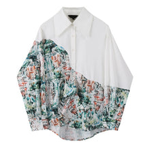 Load image into Gallery viewer, [EAM] Women White Pattern Printed Split Big Size Blouse New Lapel Long Sleeve Loose Fit Shirt Fashion Spring Autumn 2020 1S797
