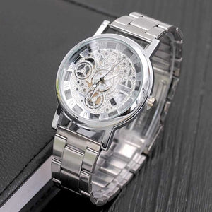 Luxurious Fashion Wristwatch Rome Digital Alloy Strap Clock Hollow Clairvoyant Watches Men And Women Casual Quartz Watch LX