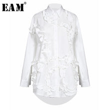 Load image into Gallery viewer, [EAM] Women Black Ruffles Split Joint Big Size Blouse New Lapel Long Sleeve Loose Fit Shirt Fashion  Spring Autumn 2020 1S551
