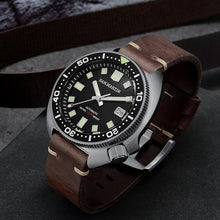 Load image into Gallery viewer, San Martin Upgraded Version Turtle Diver Watch 20 Bar Stainless Steel Men Automatic Mechanical Sapphire Horween Leather Luminous
