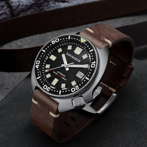 San Martin Upgraded Version Turtle Diver Watch 20 Bar Stainless Steel Men Automatic Mechanical Sapphire Horween Leather Luminous