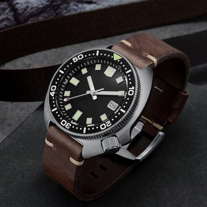 San Martin Upgraded Version Turtle Diver Watch 20 Bar Stainless Steel Men Automatic Mechanical Sapphire Horween Leather Luminous