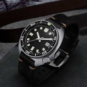 San Martin Upgraded Version Turtle Diver Watch 20 Bar Stainless Steel Men Automatic Mechanical Sapphire Horween Leather Luminous