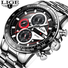 Load image into Gallery viewer, LIGE Fashion Quartz Sport Watch Men Business Full Steel Clock Mens Watches Top Brand Luxury Waterproof Watch Relogio Masculino
