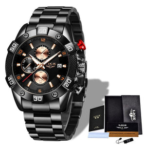 LIGE 2020 New Fashion Mens Watches with Stainless Steel Top Brand Luxury Sports Chronograph Quartz Watch Men Relogio Masculino