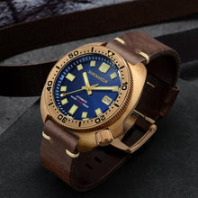 Load image into Gallery viewer, San Martin Abalone Bronze Diver Watches Men Mechanical Watch Luminous Water Resistant 200M Leather Strap Stylish Relojes часы
