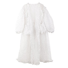 Load image into Gallery viewer, [EAM] Women White Dot Printed Mesh Ruffles Big Size Long Blouse New Long Sleeve Loose Fit Shirt Fashion Spring Summer 2020 JF394
