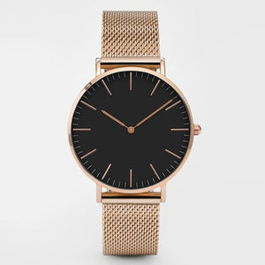 Fashion Women Watches Ultra Thin Stainless Steel Mesh Belt Quartz Wrist Watch Ladies Dress Watch Classic Rose Gold Clock Casual