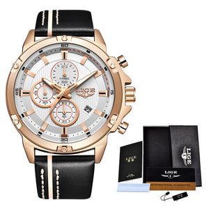 2020 LIGE New Mens Watches Top Brand Luxury Big Dial Military Quartz Watch Leather Waterproof Sport Wrist watch Men Reloj Hombre