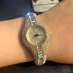 Luxury Watches For Women Rhinestone Wrist Watch Pave Cubic Zirconia Bracelet Set Waterproof Quartz Clock Hours Watches Lady Gift