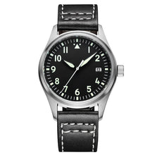 Load image into Gallery viewer, Automatic Mechanical Men&#39;s watch Sapphire Crystal Stainless Steel NH35 Pilot watch1940  Leather Waterproof automatic watch men
