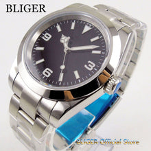 Load image into Gallery viewer, BLIGER Solid 39mm Black Dial Sapphire Glass Polished Bezel 21 jewels MIYOTA 8215 Automatic Movement Men&#39;s Watch Deploment Clasp
