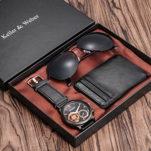 High Graded Gift Sets for Men Luxury Men Watches Exquisite Card Credit Holder Wallets Sunglasses Gifts Set for Boyfriend Husband