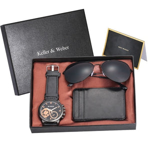 High Graded Gift Sets for Men Luxury Men Watches Exquisite Card Credit Holder Wallets Sunglasses Gifts Set for Boyfriend Husband