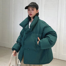 Load image into Gallery viewer, Korean Style 2019 Winter Jacket Women Stand Collar Solid Black White Female Down Coat Loose Oversized Womens Short Parka
