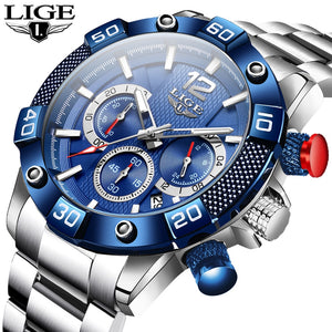 LIGE 2020 New Casual Fashion Mens Watches Top Brand Luxury Clock Sport Chronograph Waterproof Quartz Watch Men Relogio Masculino