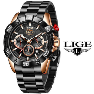 LIGE 2020 New Casual Fashion Mens Watches Top Brand Luxury Clock Sport Chronograph Waterproof Quartz Watch Men Relogio Masculino