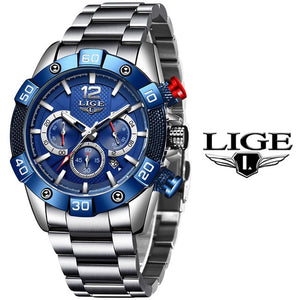 LIGE 2020 New Casual Fashion Mens Watches Top Brand Luxury Clock Sport Chronograph Waterproof Quartz Watch Men Relogio Masculino