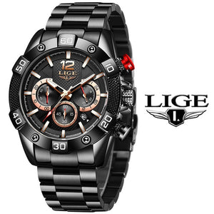 LIGE 2020 New Casual Fashion Mens Watches Top Brand Luxury Clock Sport Chronograph Waterproof Quartz Watch Men Relogio Masculino